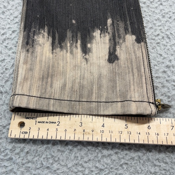 Y2K Express Low Rise Jeans Womens 4 Tan Gray Tie Dye Marble Splatter Zip - Picture 8 of 14